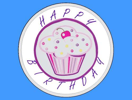 Purple Cupcake Edible Icing Image - Click Image to Close